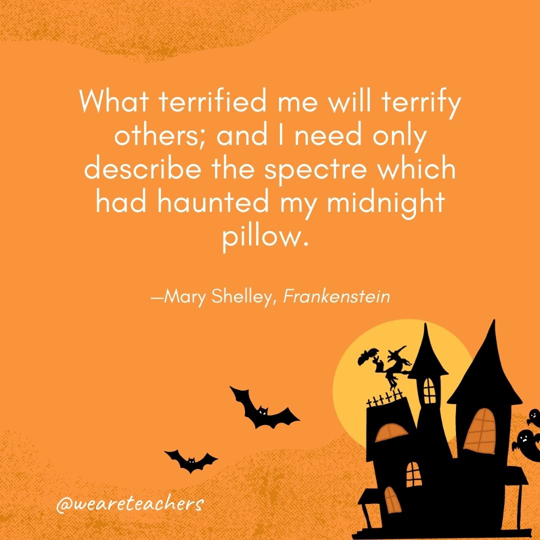 What terrified me will terrify others; and I need only describe the spectre which had haunted my midnight pillow. —Mary Shelley, Frankenstein