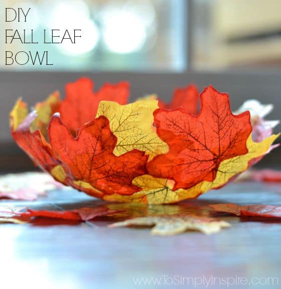 A modled bowl made from silk leaves