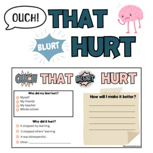 A clickable TPT resource cover image for "Mindful Communication: Reflecting on Blurting with Student Reflection Cards"
