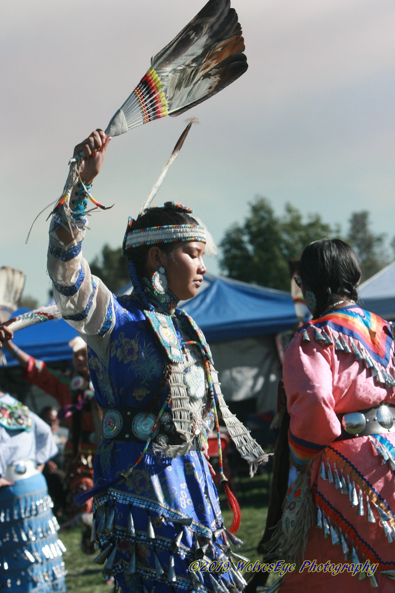 Indigenous woman with eyes closed