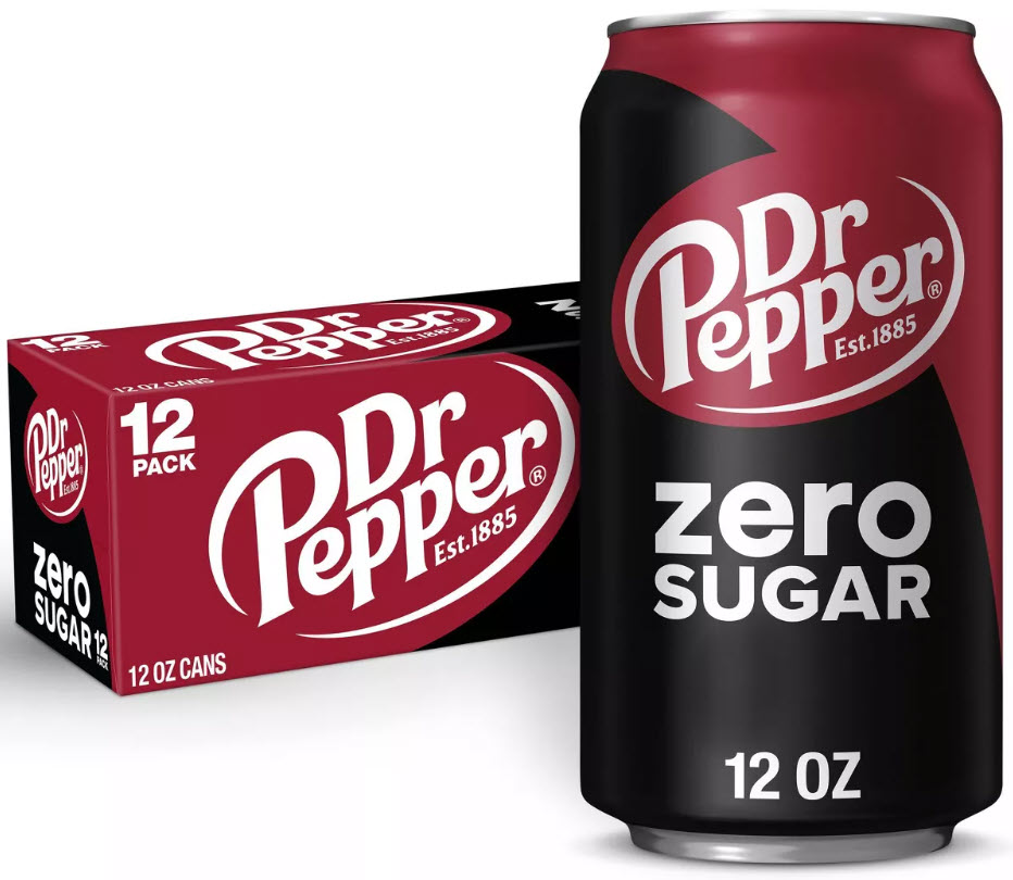 A can and case of Dr. Pepper Zero Sugar soda- teacher gifts