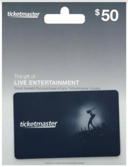 Ticketmaster gift card- teacher gifts