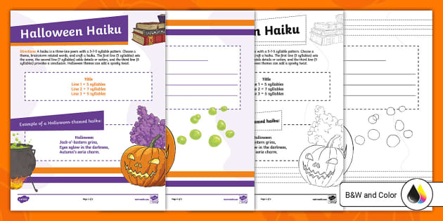 twinkle Halloween printables haiku templates