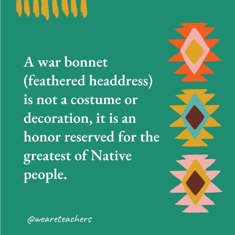 A war bonnet (feathered headdress) is not a costume or decoration, it is an honor reserved for the greatest of Native people. - native american facts