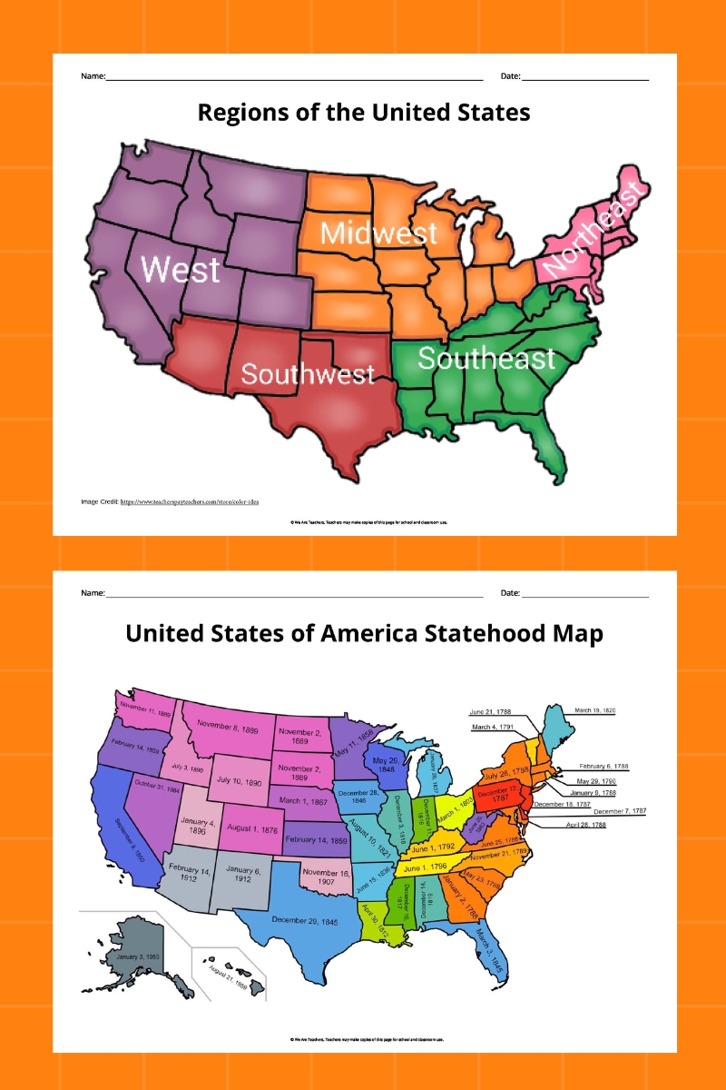 Labeled Maps of the United States