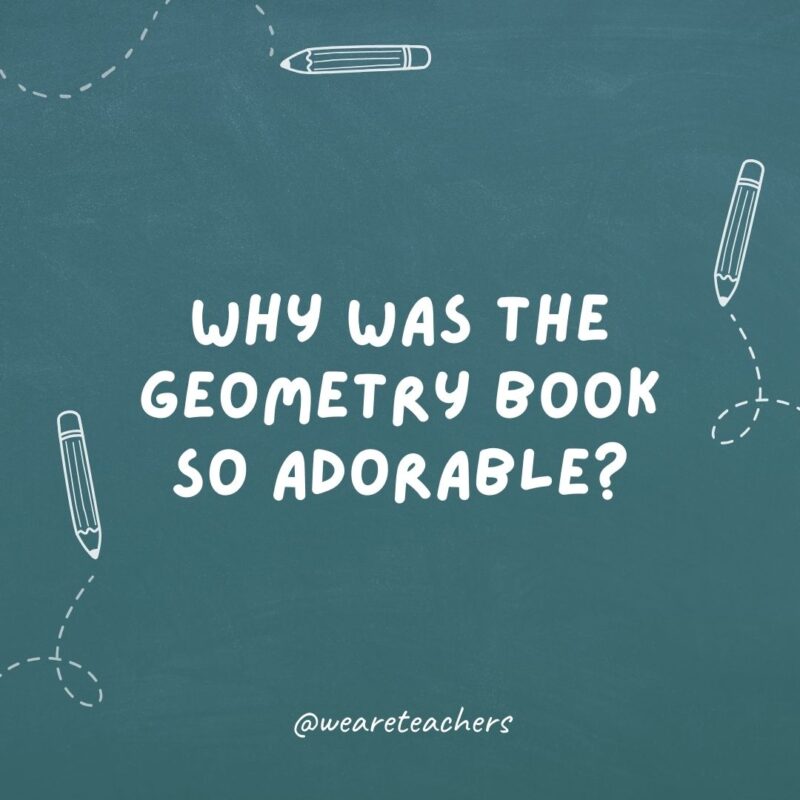 Why was the geometry book so adorable? Because it had acute angles.