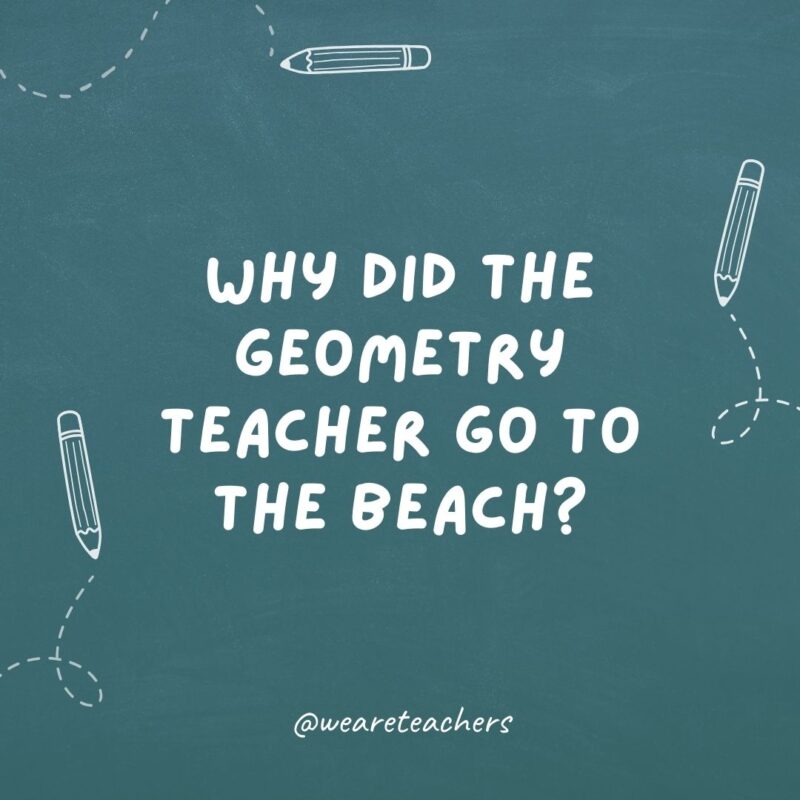 Why did the geometry teacher go to the beach?