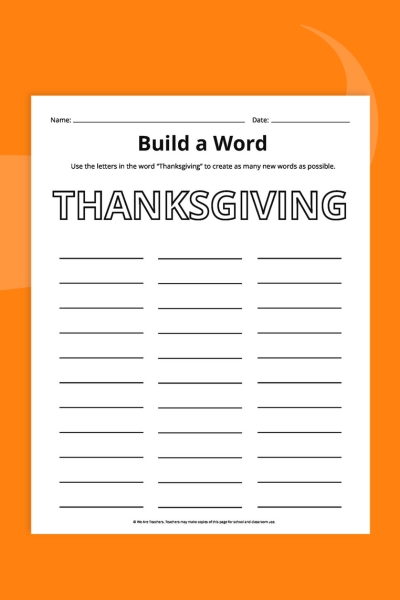 Thanksgiving Build-a-Word