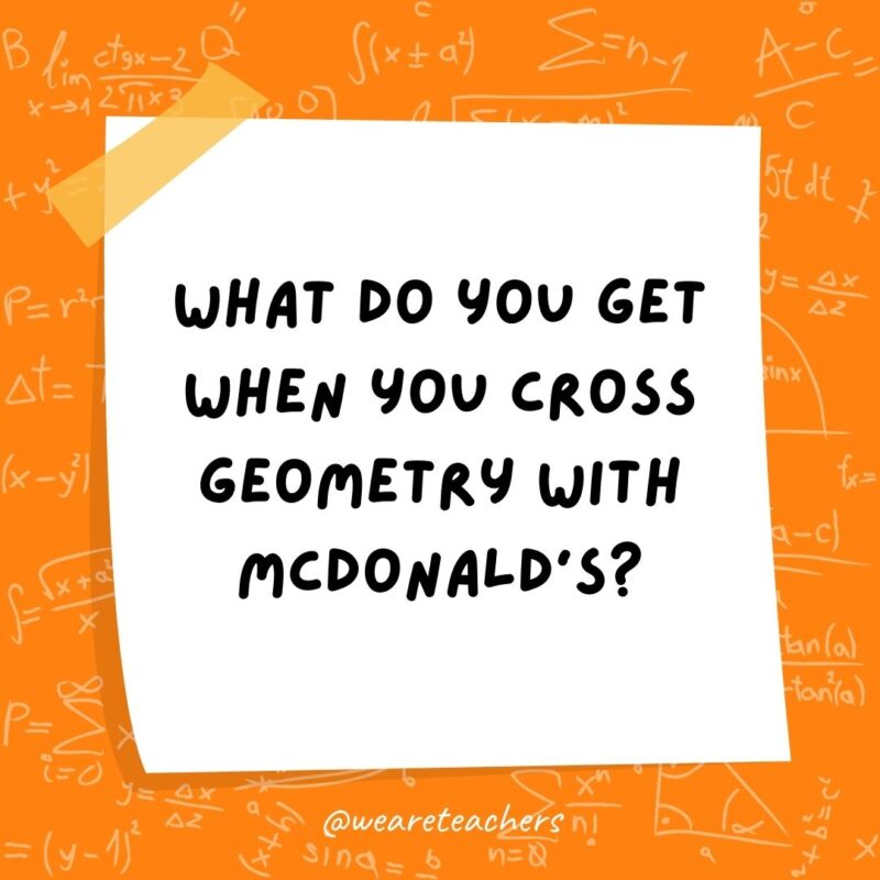 What do you get when you cross geometry with McDonald's? A plane cheeseburger.