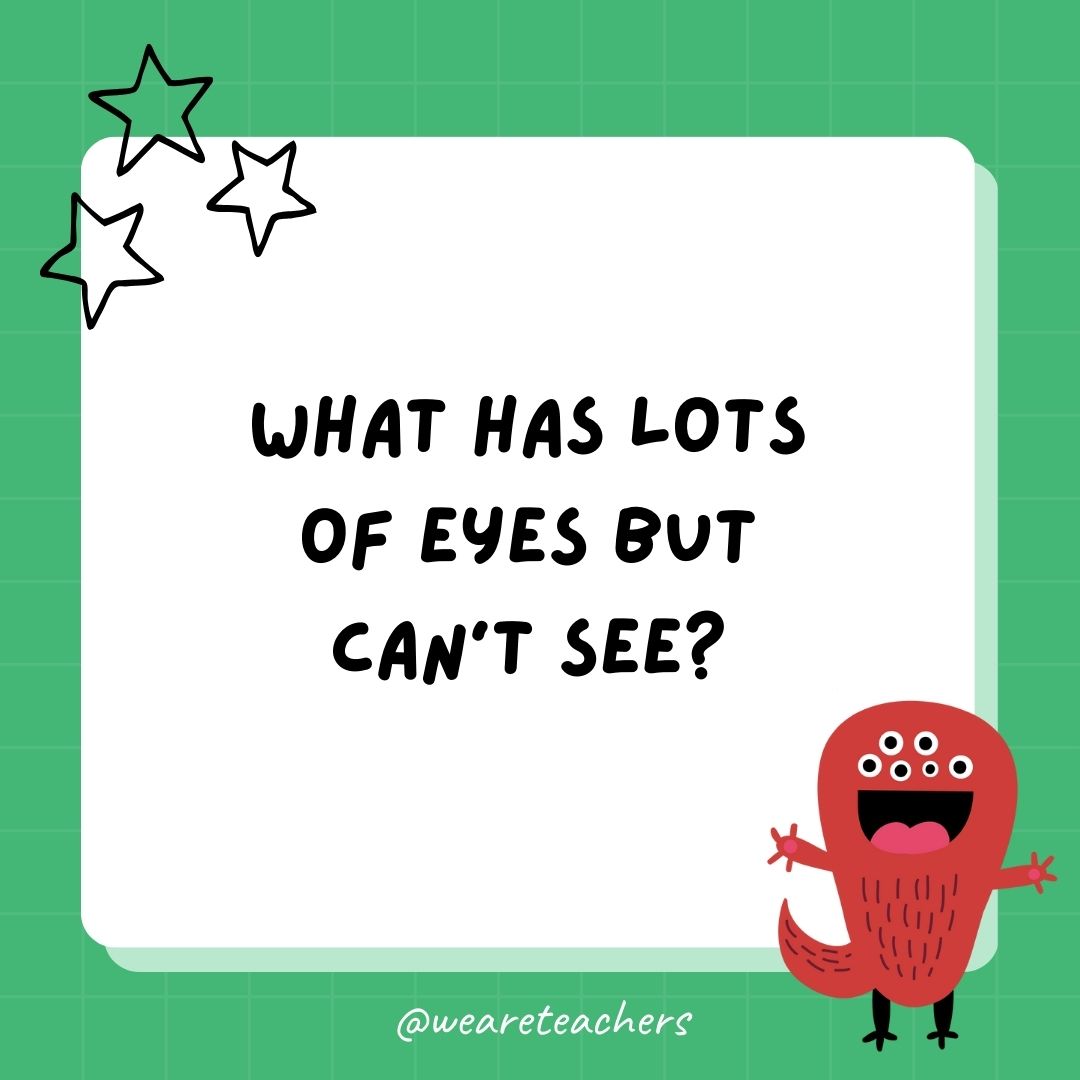 What has lots of eyes but can’t see? 
