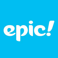 Epic logo on a light blue background