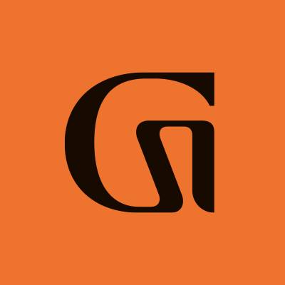 Guild logo in black on an orange background