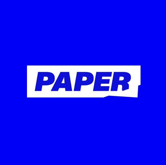 Paper logo in white on a blue background