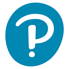 Pearson logo of a stylized P with a dot underneath in white on a blue circle