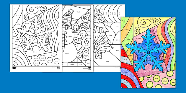 Twinkl winter worksheets  multiplication art