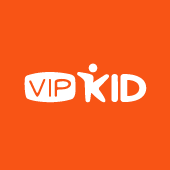 VIP Kid logo in white on an orange background