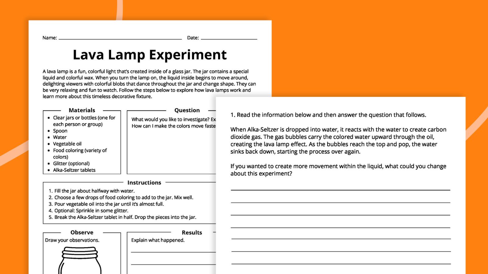 lava lamp worksheet