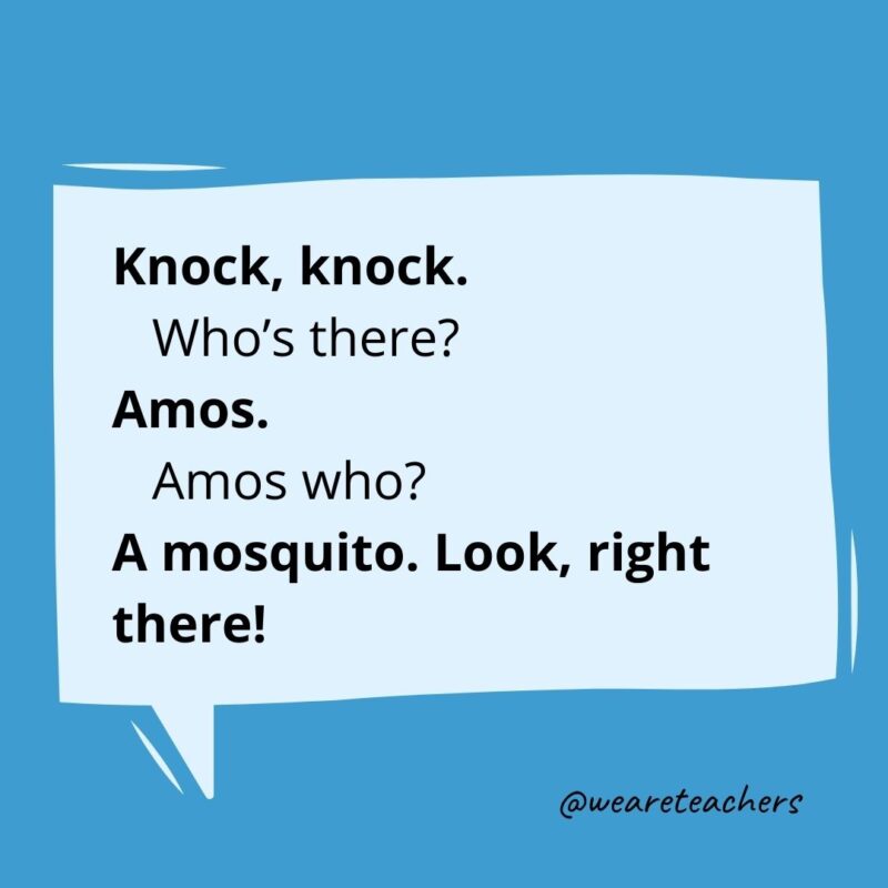 Knock knock. Who’s there? Amos. Amos who? A mosquito. Look, right there!