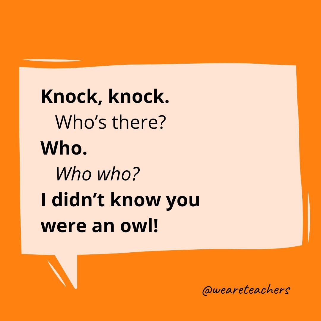 Knock, knock. Who’s there? Who. Who who? I didn’t know you were an owl!