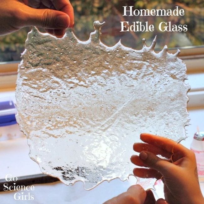 A sheet of edible glass made from sugar as an example of kindergarten science experiments