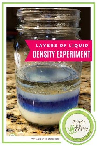 Layers of different liquids in a glass jar as an example of kindergarten science experiments