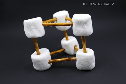 science projects for 2nd graders-STEM project of structures built by combining marshmallows and pretzels.