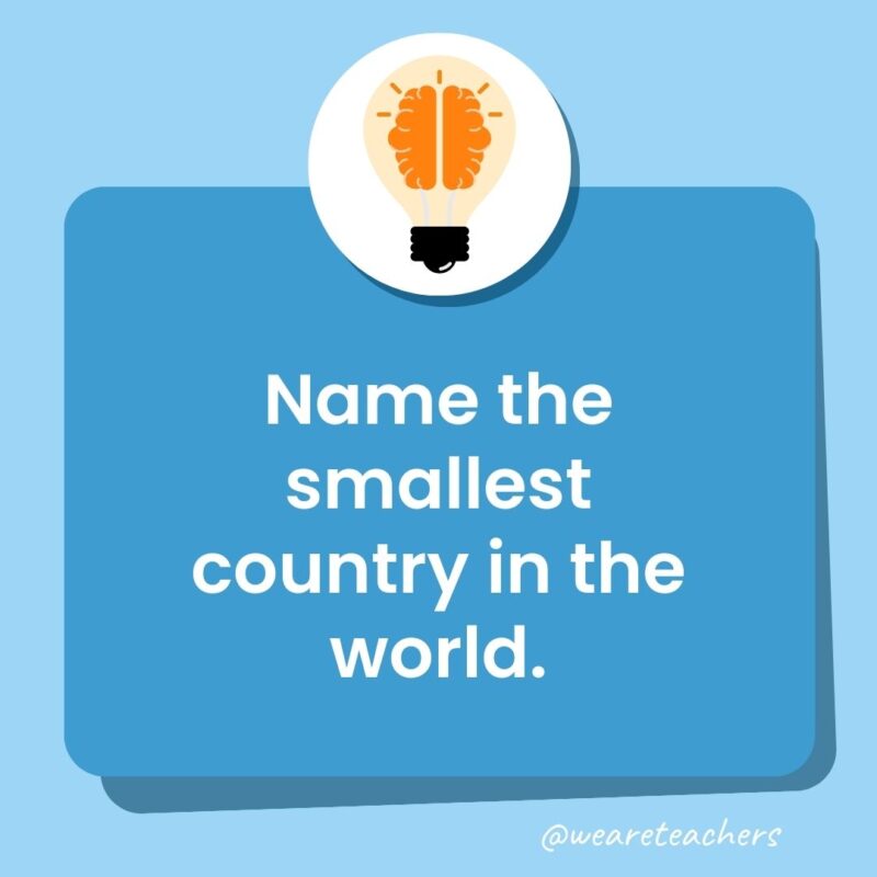 Trivia questions for kids: Name the smallest country in the world. -trivia questions for kids