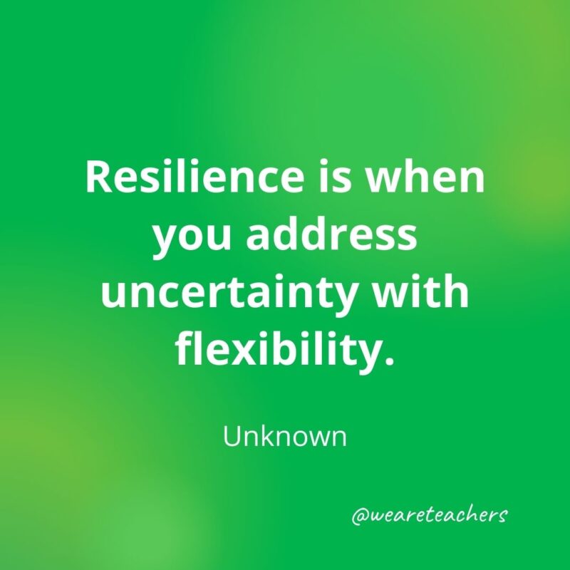 Resilience is when you address uncertainty with flexibility. —Unknown