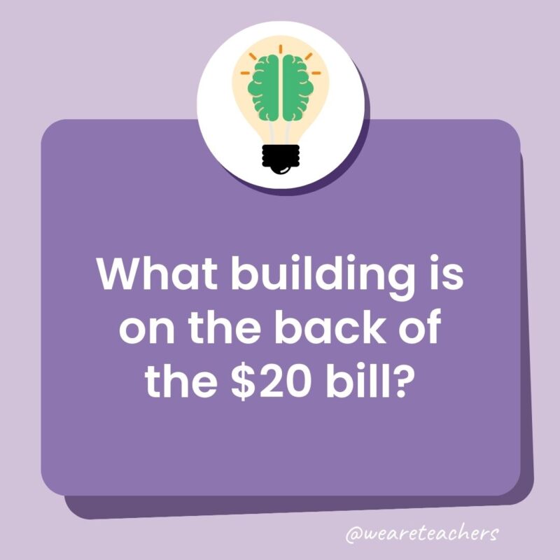 What building is on the back of the $20 bill?