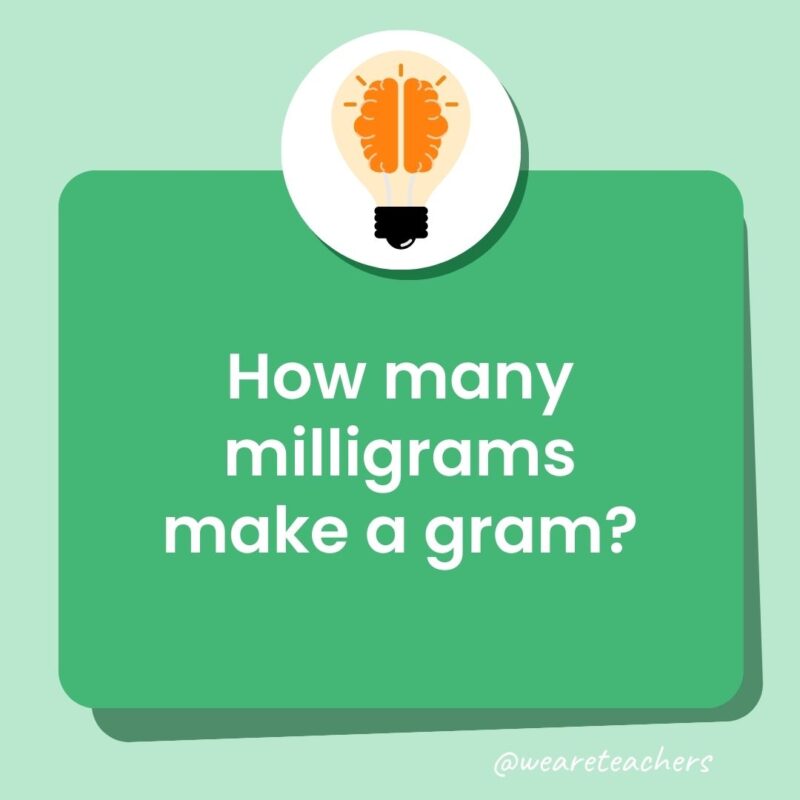 Trivia questions for kids: How many milligrams make a gram?