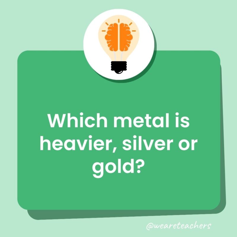 Trivia questions for kids: Which metal is heavier, silver or gold?