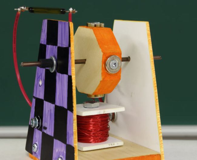 A simple motor built from basic materials in this example of 6th grade science fair projects.