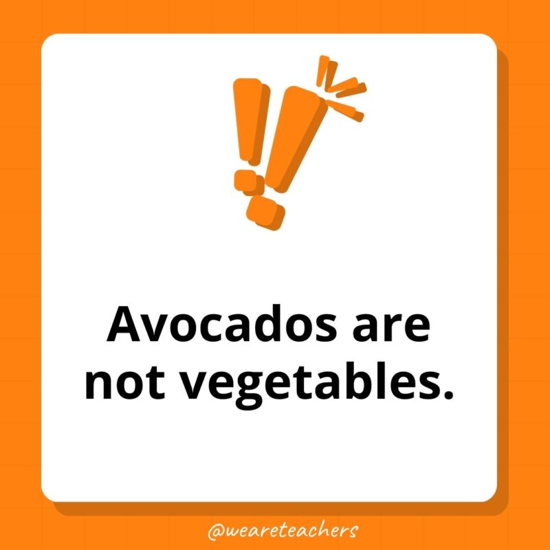 Avocados are not vegetables.