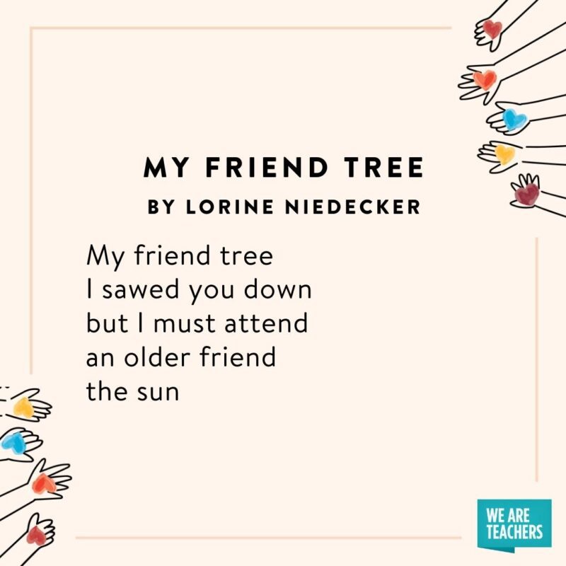 30 Heartwarming Poems About Friendship To Share With Students My Friend Tree by Lorine Niedecker