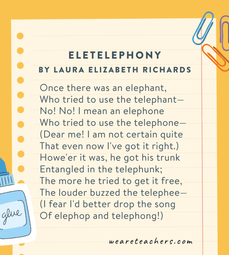 Eletelephony by Laura Elizabeth Richards Eletelephony by Laura Elizabeth Richards, poems for second graders