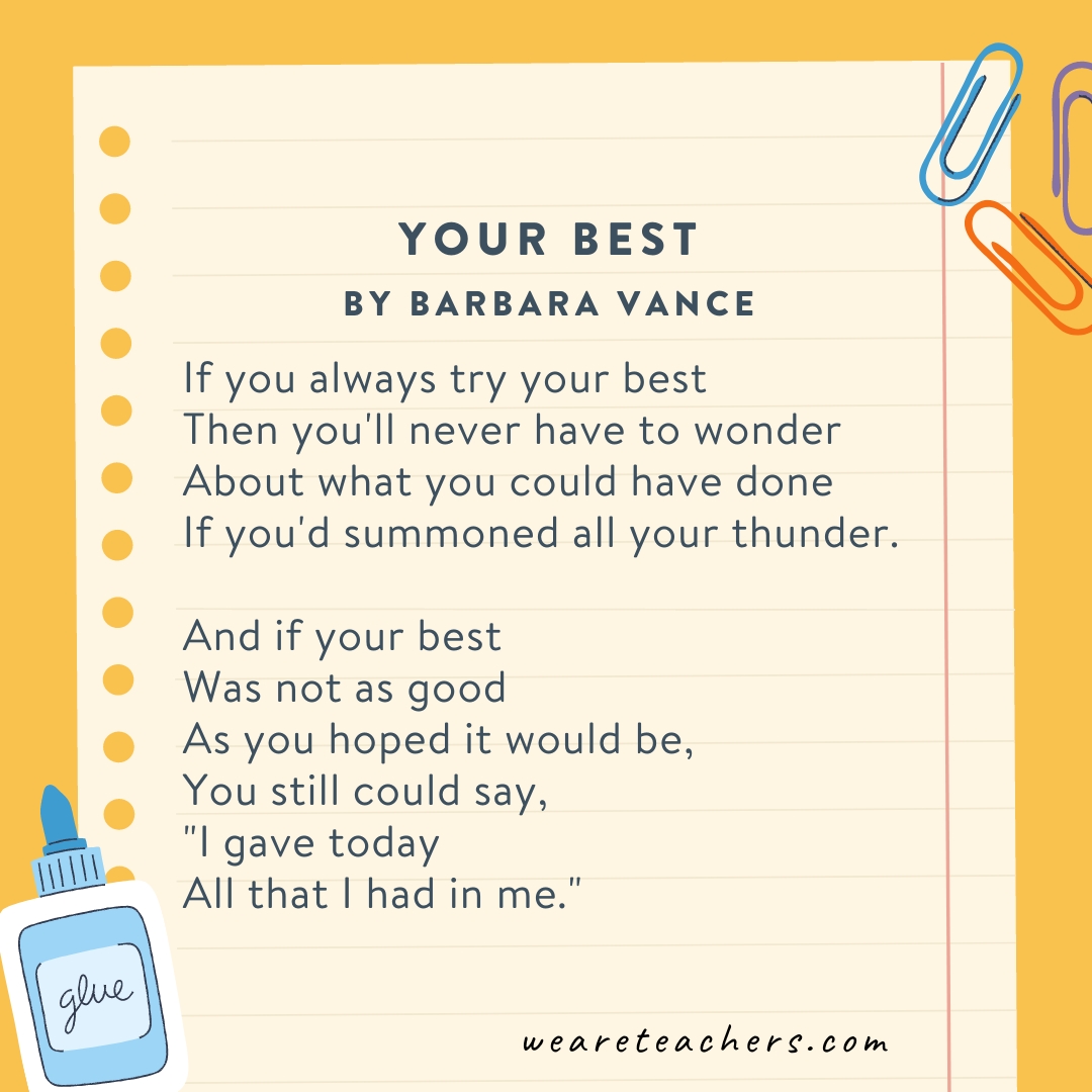 Second Grade Poems 5 Your Best by Barbara Vance an example of poems for second graders