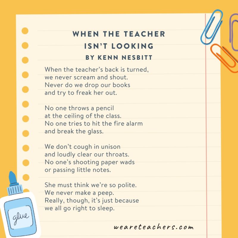Second-Grade-Poems-6 When the Teacher Isn’t Looking by Kenn Nesbitt