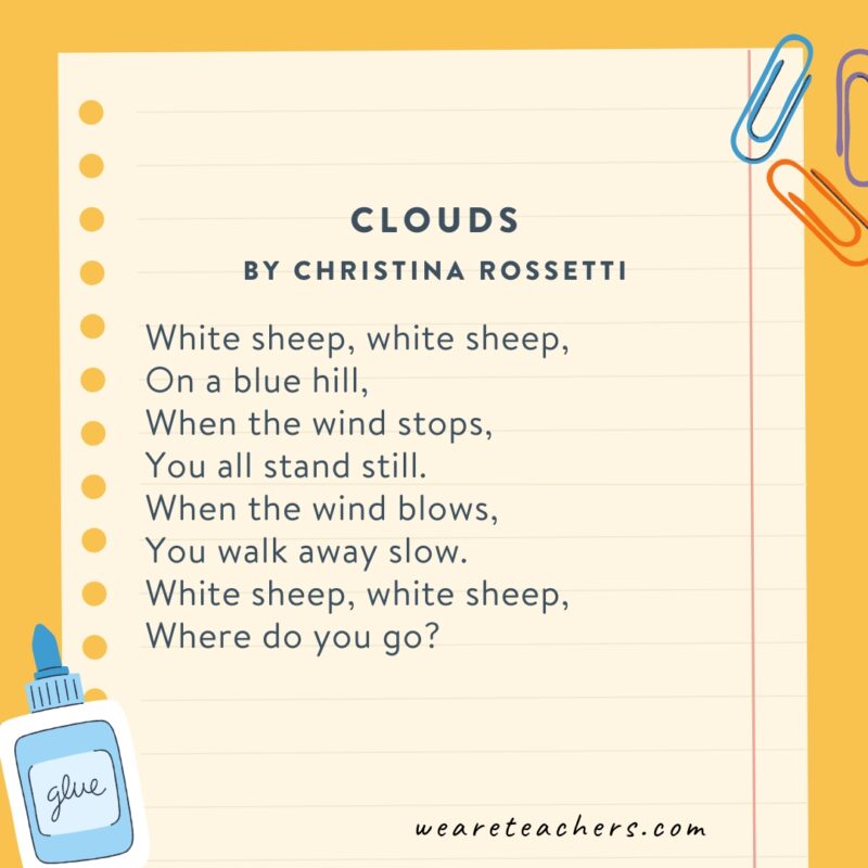 Second-Grade-Poems-8 Clouds by Christina Rossetti, poems for second graders