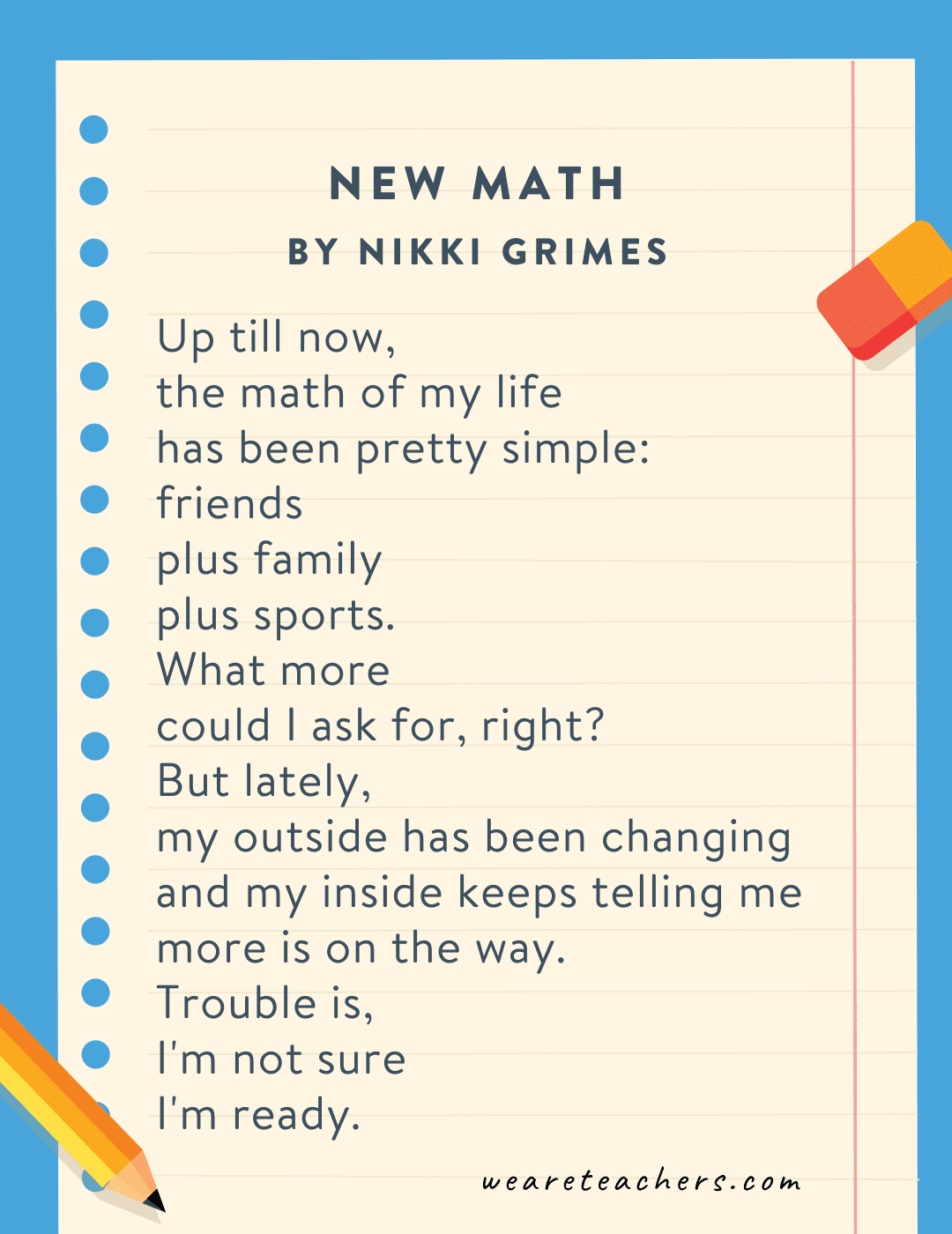 New Math by Nikki Grimes an example of poems for 4th graders