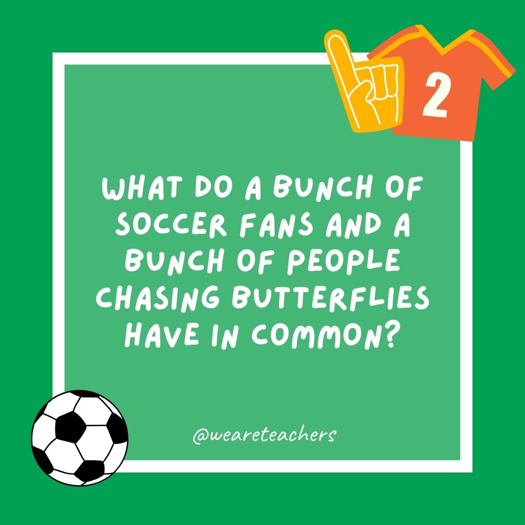 What do a bunch of soccer fans and a bunch of people chasing butterflies have in common? What do a bunch of soccer fans and a bunch of people chasing butterflies have in common?