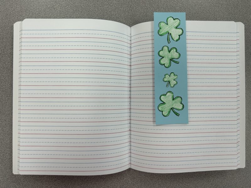 Leprechaun bookmark on paper