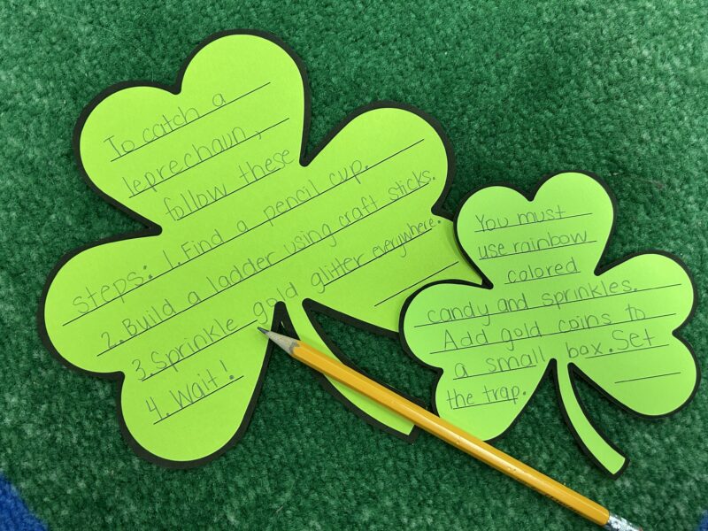 shamrock papers with instructions on how to catch a leprechaun
