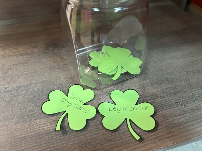 shamrocks with charades on them