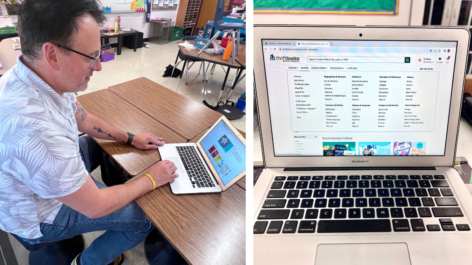 ThriftBooks 4 Teachers Helps You Fill Your Classroom Bookshelf on a Budget Image of Adam Peterson using ThriftBooks 4 Teachers to buy books