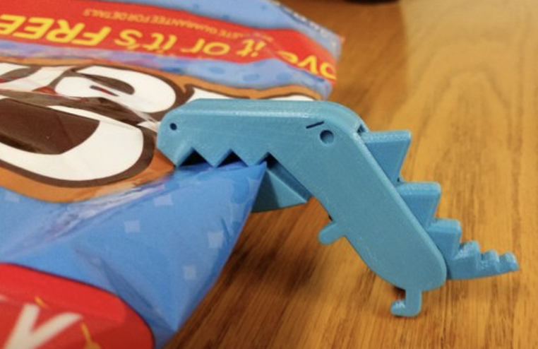 3d-printing-ideas-bagclip Snack bag clip shaped like a dinosaur