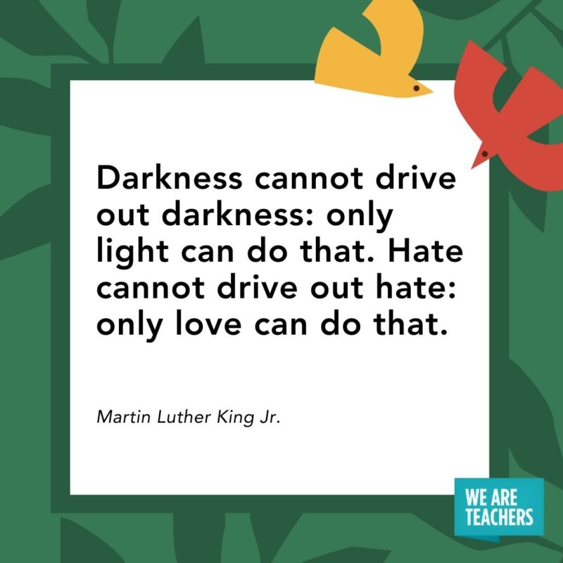 Darkness cannot drive out darkness: only light can do that. Hate cannot drive out hate: only love can do that. Darkness cannot drive out darkness: only light can do that. Hate cannot drive out hate: only love can do that.- Juneteenth quotes