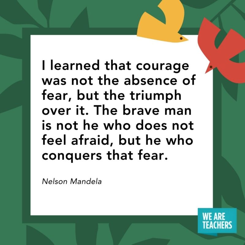 I learned that courage was not the absence of fear, but the triumph over it. The brave man is not he who does not feel afraid, but he who conquers that fear. — Nelson Mandela I learned that courage was not the absence of fear, but the triumph over it. The brave man is not he who does not feel afraid, but he who conquers that fear. — Nelson Mandela