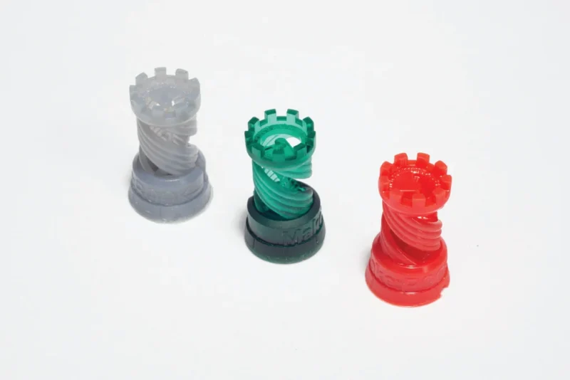 Rook Three chess pieces are shown in clear, green, and red.
