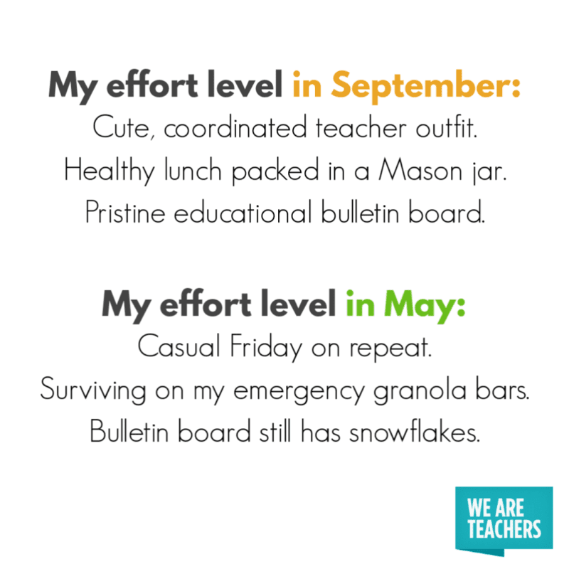 effort level end of year teacher meme
