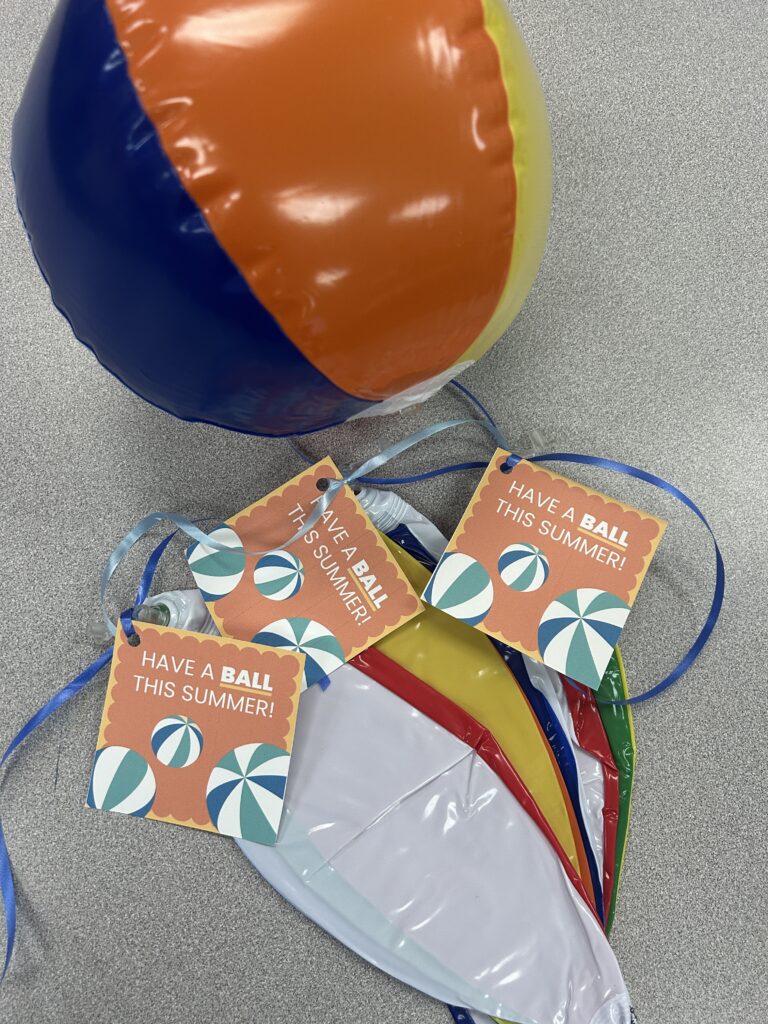 ball end of year school gift with gift tag